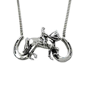 Dressage Horse and Rider with Horseshoes Necklace