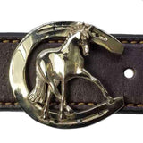 Dressage Horse Half-Pass Horseshoe Belt Buckle