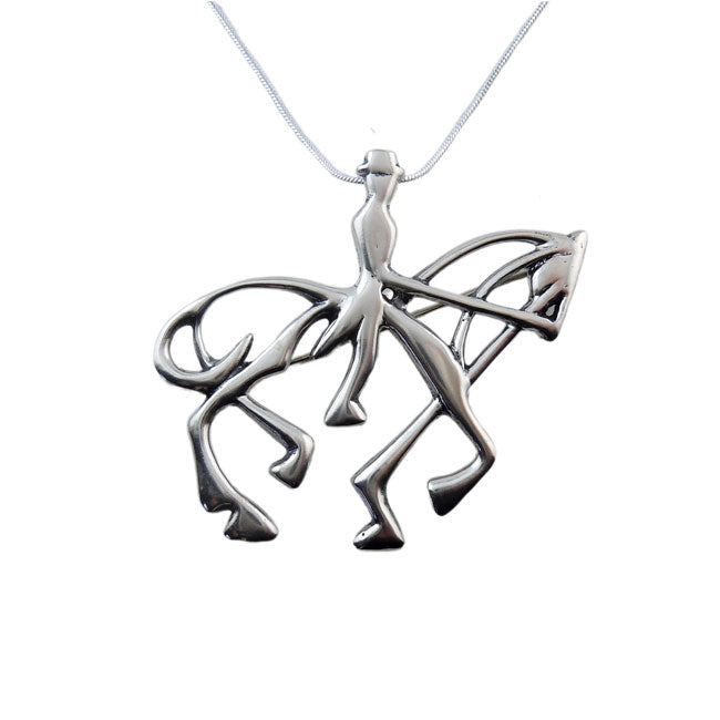 Dressage Rider and Horse Pendant Pin Necklace