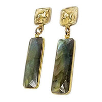 Piaffe Dressage Horse Earrings in Bronze with Gemstone Dangles - Jamies Horse Jewelry