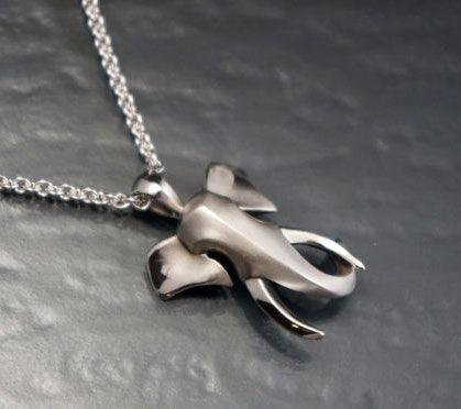 Contempory Elephant Pendant Necklace in Sterling Silver - Jamies Horse Jewelry