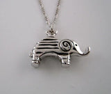 Stylized Elephant Pendant Necklace in Sterling Silver