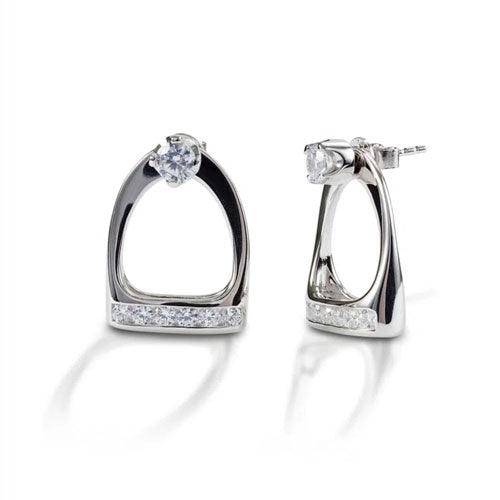 Post Earrings with English Stirrup "Jackets" in Sterling Silver - Jamies Horse Jewelry