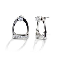 Post Earrings with English Stirrup "Jackets" in Sterling Silver - Jamies Horse Jewelry