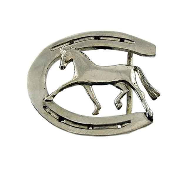 Extended Trot Dressage Horse Horseshoe Belt Buckle - Jamies Horse Jewelry