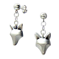 Fox Head Dangle Earrings Sterling Silver - Jamies Horse Jewelry
