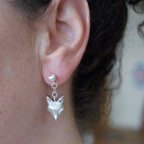 Fox Head Dangle Earrings Sterling Silver