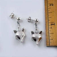 Fox Head Dangle Earrings Sterling Silver - Jamies Horse Jewelry