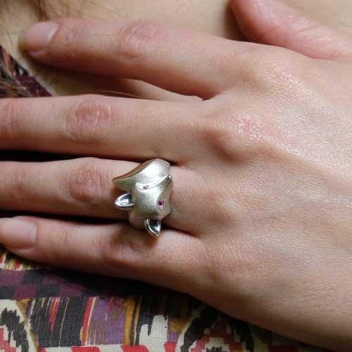 Fox Ring Satin Finish Sterling Silver 4