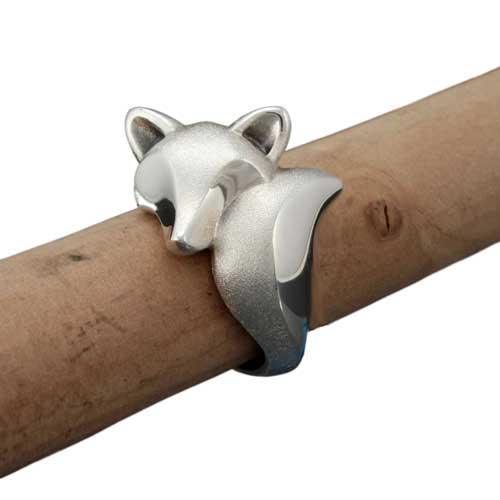Fox Ring Satin Finish Sterling Silver  x