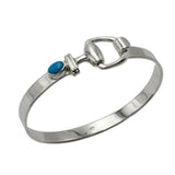 Halie Half Snaffle Horse Bit Turquoise Bangle Bracelet Sterling Silver