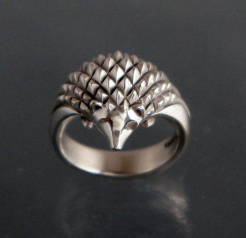 Hedgehog Ring in Sterling Silver front view