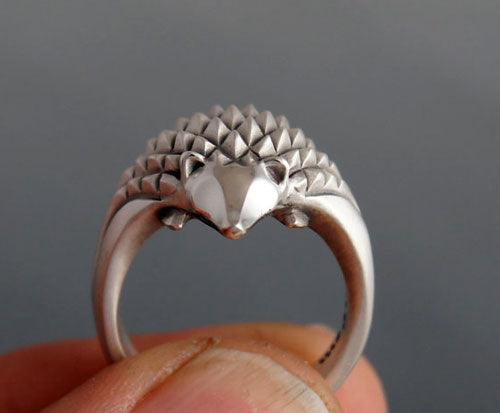 Hedgehog Ring in Sterling Silver