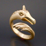 Horse Head and Tail Ring in Bronze