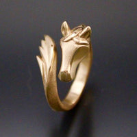 Horse Head and Tail Ring in Bronze - Jamies Horse Jewelry