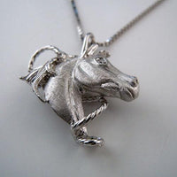 Star Horse Head Pendant Necklace with CZ Sterling Silver - Jamies Horse Jewelry
