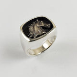D'Oro Horse Head Signet Ring Sterling Silver