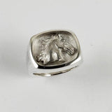 D'Oro Horse Head Signet Ring Sterling Silver