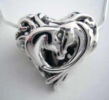 Entwinned Horses in Heart Necklace