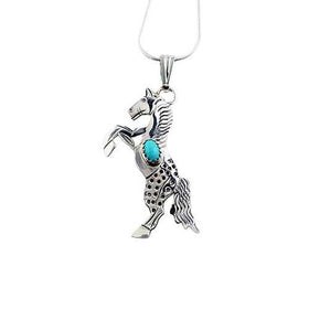 Rico Rearing Horse Pendant Necklace with Turquoise