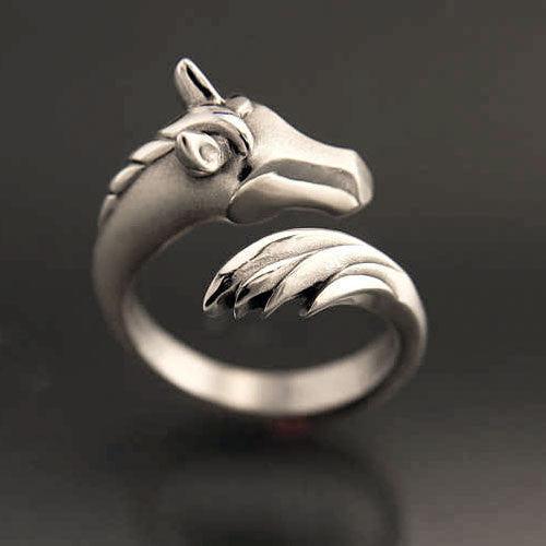 Sterling Silver Horse and Tail Ring to Wrap around your finger