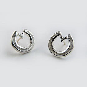 Horseshoe Post Earrings in Sterling Silver