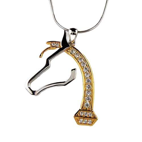 Horseshoe Nail Horse Head Necklace Sterling Silver