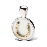 18k Gold Horseshoe Pendant Necklace on Sterling Silver