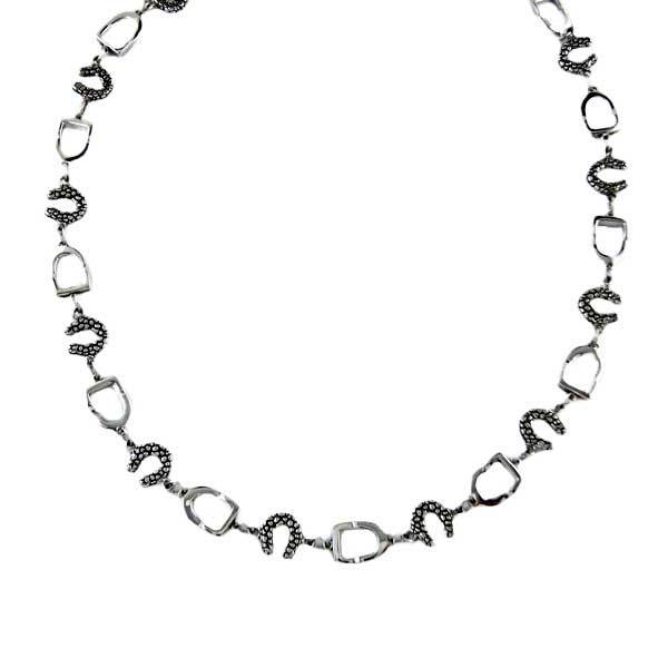 Sterling Silver Horseshoe and Stirrup Choker Necklace - Jamies Horse Jewelry