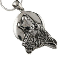 Howling Wolf at Moon Pendant Necklace Sterling Silver - Jamies Horse Jewelry