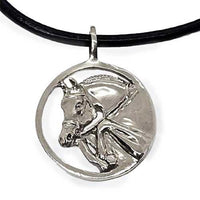 Big Ben Jumper Horse Circle Pendant Necklace 
