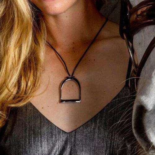 Large Sterling Stirrup Necklace - Jamies Horse Jewelry