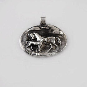 Mare and Foal Pendant Necklace Silver