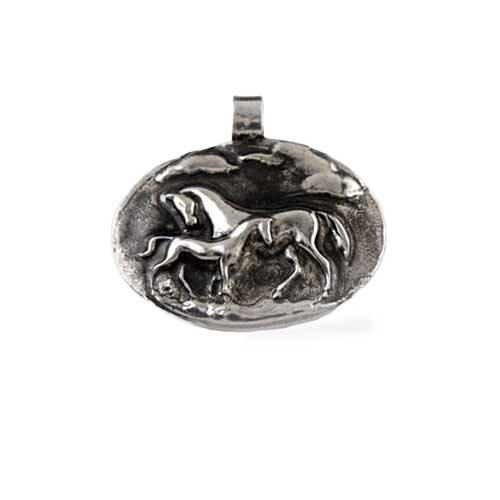 Mare and Foal Pendant Necklace Silver