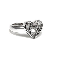 Open Paw Print in Heart Ring Sterling Silver - Jamies Horse Jewelry