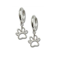 Outline Paw Print Post or Hoop Earrings in Sterling Silver - Jamies Horse Jewelry