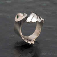 Owl Ring Sterling Silver with Gemstone Eyes 7