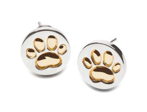 Paw Print Post Earrings 18k Gold or Sterling Silver