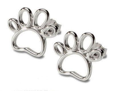 Outline Paw Print Post or Hoop Earrings in Sterling Silver - Jamies Horse Jewelry