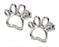 Outline Paw Print Post or Hoop Earrings in Sterling Silver - Jamies Horse Jewelry