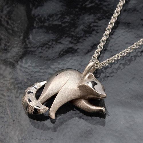 Raccoon Pendant Necklace Sterling Silver - Jamies Horse Jewelry