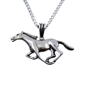 Racing Horse Pendant Necklace Sterling Silver