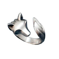 Shaggy Wolf Head Ring in Sterling Silver - Jamies Horse Jewelry