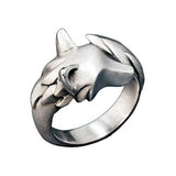 Shaggy Wolf Head Ring in Sterling Silver