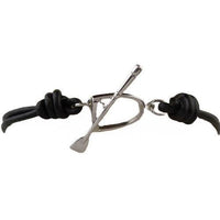 Sterling Silver Stirrup and Crop Toggle on Leather Bracelet - Jamies Horse Jewelry