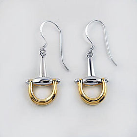 Snaffle Horse Bit Earrings in Sterling Silver and 18k Gold Overlay