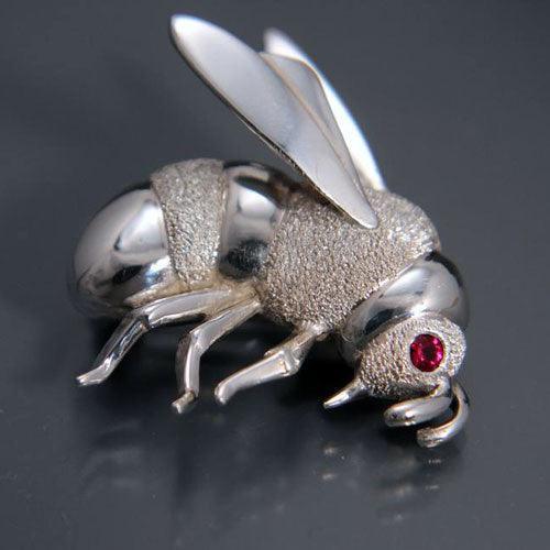 Bumble Bee Pendant Necklace or Pin Sterling Silver - Jamies Horse Jewelry