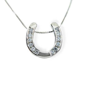 Sparkling Horseshoe Necklace Sterling Silver with CZ