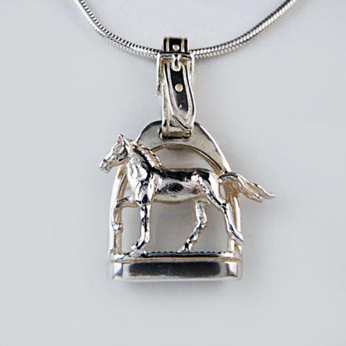 Stirrup and Horse Necklace Sterling Silver Jamies Horse Jewelry