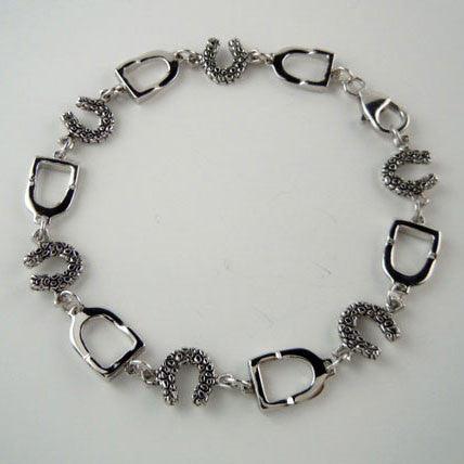 Stirrup and Horseshoe Bracelet Sterling Silver - Jamies Horse Jewelry